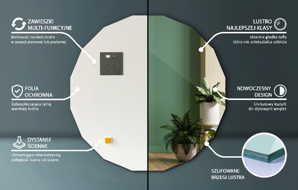 Geometrické zrkadlo pôvodného tvaru 50x50 cm