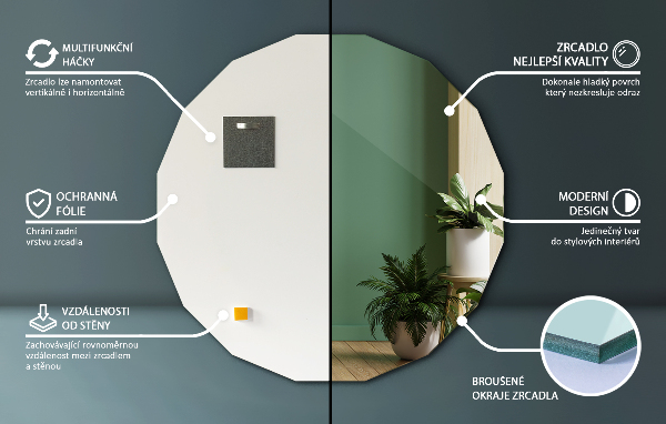 Zrkadlo mnohouholník estetické 80x80 cm