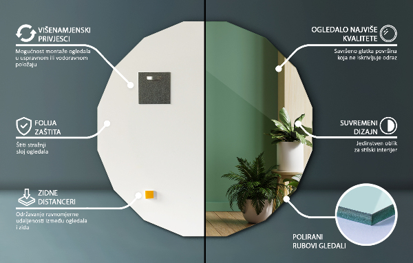 Zrkadlo mnohouholník estetické 80x80 cm