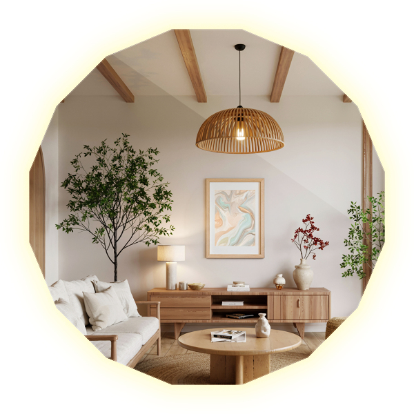 Polygonálne zrkadlo LED 50x50 cm