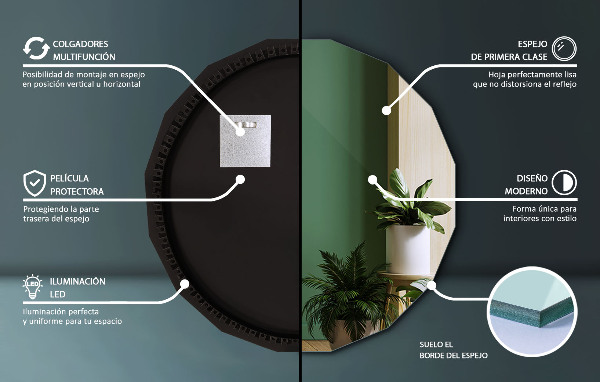 Polygonálne zrkadlo LED 80x80 cm