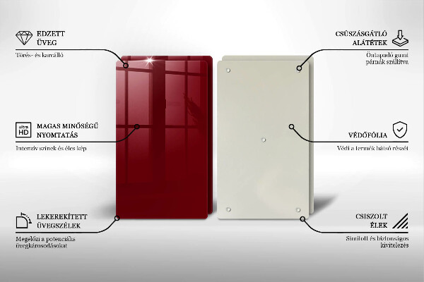 Sklo za varnú dosku Bordová farba