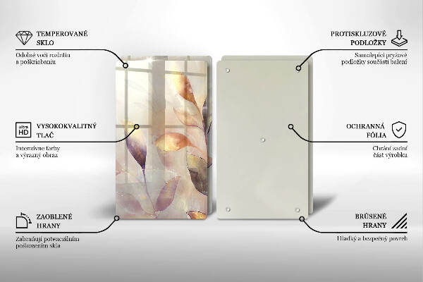 Sklo za varnú dosku Maľované boho listy