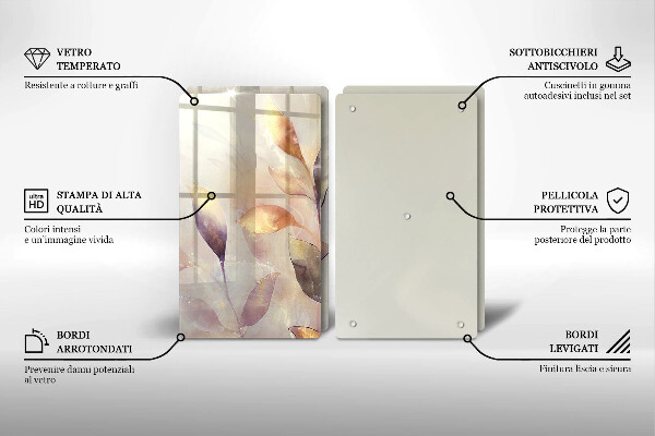 Sklo za varnú dosku Maľované boho listy