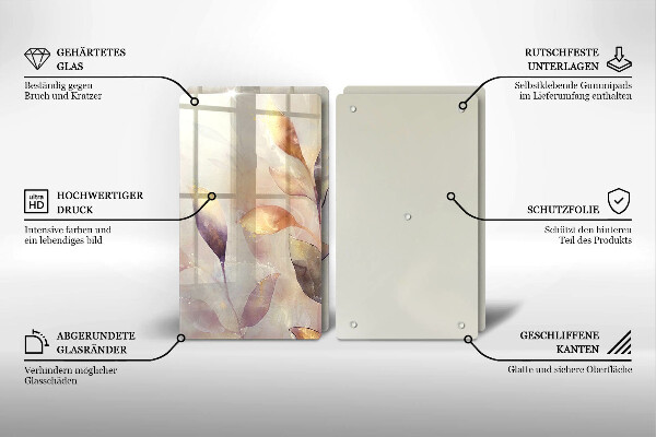 Sklo za varnú dosku Maľované boho listy