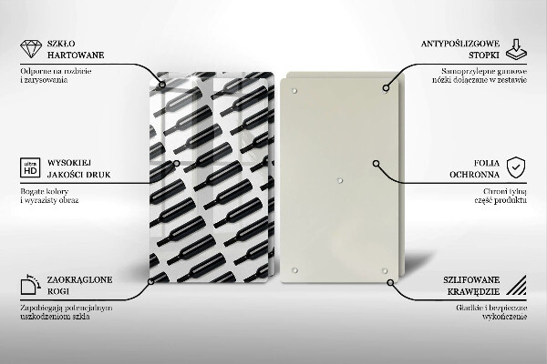 Sklo za varnú dosku Čierne fľaše na víno