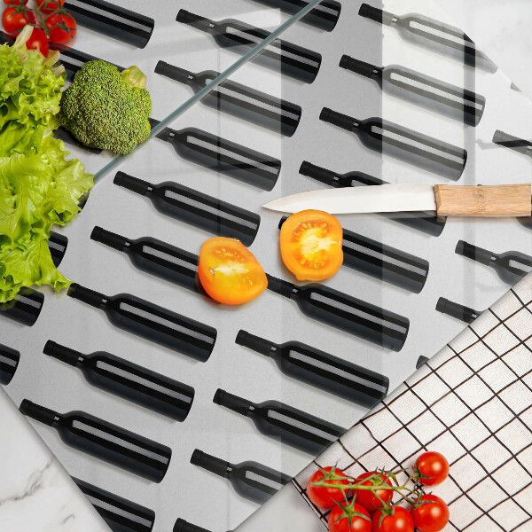 Sklo za varnú dosku Čierne fľaše na víno