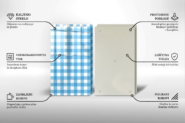 Sklo za varnú dosku Modro-biely kockovaný vzor