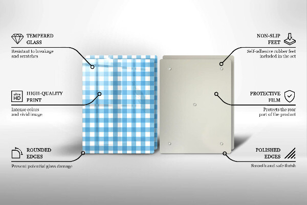 Sklo za varnú dosku Modro-biely kockovaný vzor