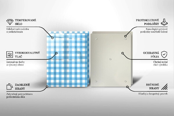 Sklo za varnú dosku Modro-biely kockovaný vzor