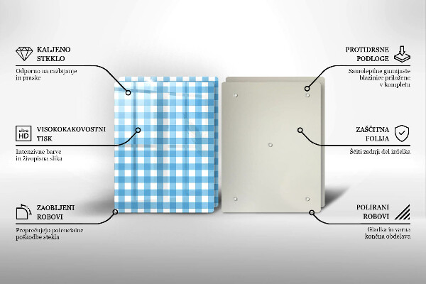 Sklo za varnú dosku Modro-biely kockovaný vzor