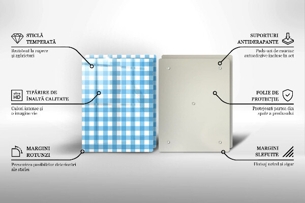 Sklo za varnú dosku Modro-biely kockovaný vzor