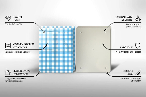 Sklo za varnú dosku Modro-biely kockovaný vzor
