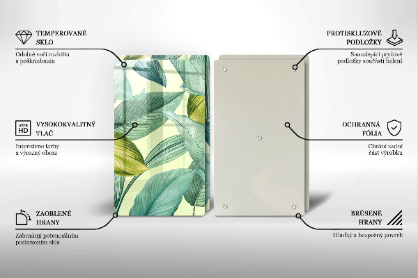 Sklo za varnú dosku Zelené tropické listy