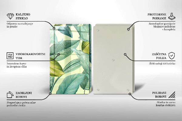 Sklo za varnú dosku Zelené tropické listy