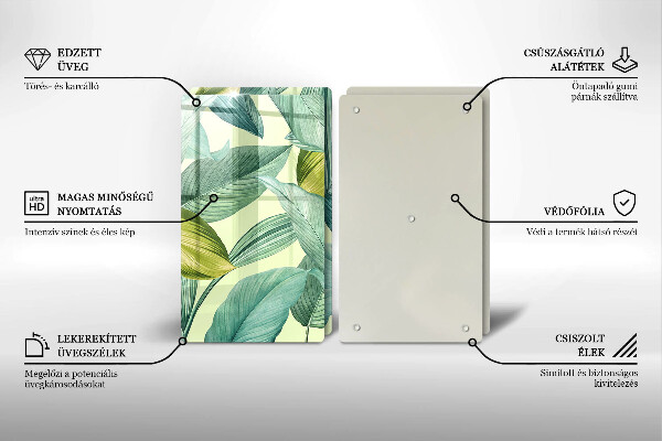 Sklo za varnú dosku Zelené tropické listy