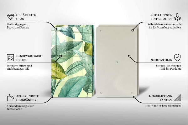 Sklo za varnú dosku Zelené tropické listy