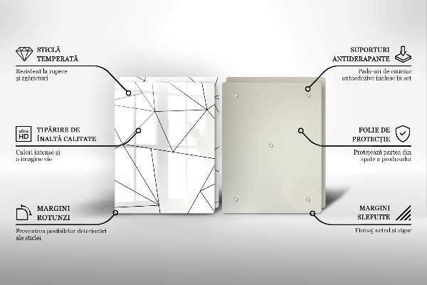Sklo za varnú dosku Biele trojuholníky