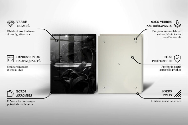 Sklo za varnú dosku Čierne cestoviny Tagliatelle