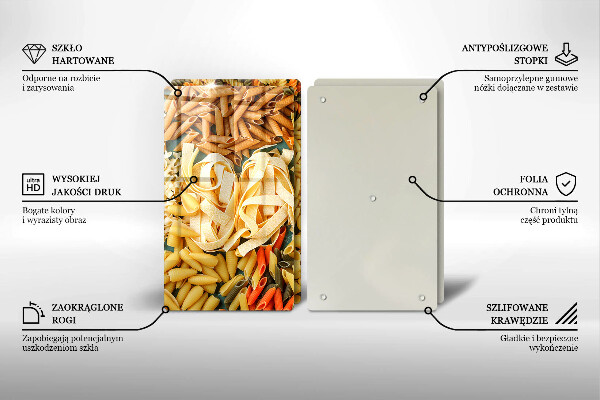 Sklo za varnú dosku Rôzne druhy cestovín