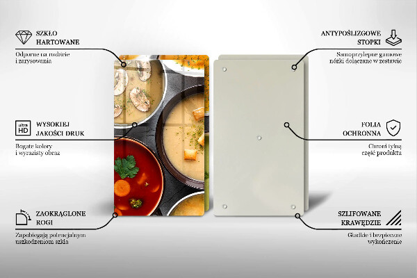 Sklo za varnú dosku Farebné polievky