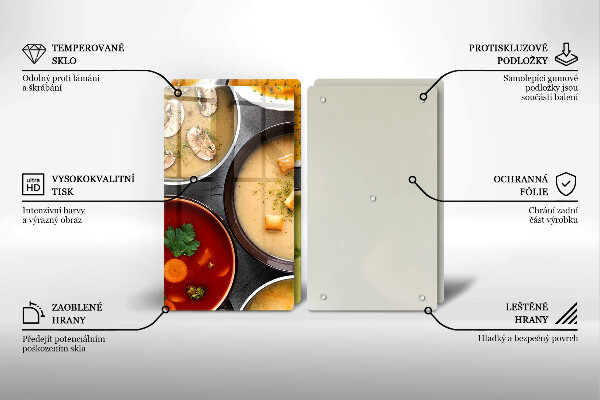 Sklo za varnú dosku Farebné polievky