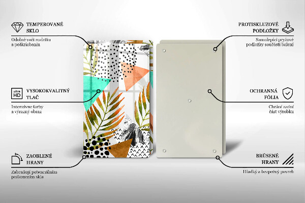 Sklo za varnú dosku Vzor boho listov