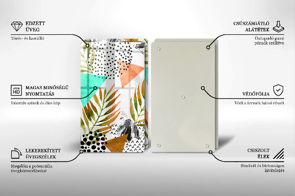 Sklo za varnú dosku Vzor boho listov