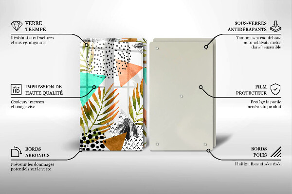 Sklo za varnú dosku Vzor boho listov