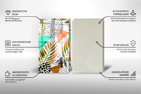 Sklo za varnú dosku Vzor boho listov