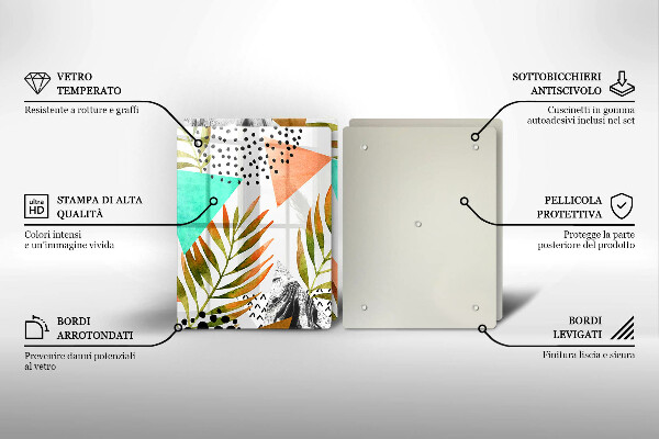 Sklo za varnú dosku Vzor boho listov