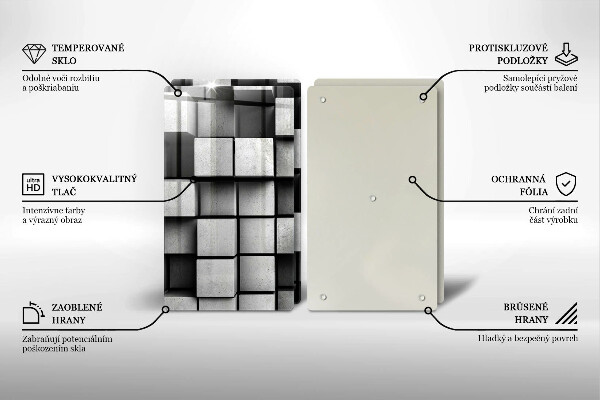 Sklo za varnú dosku Abstraktné 3D štvorce