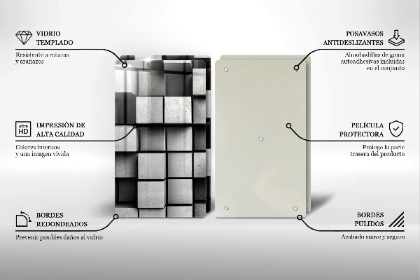 Sklo za varnú dosku Abstraktné 3D štvorce