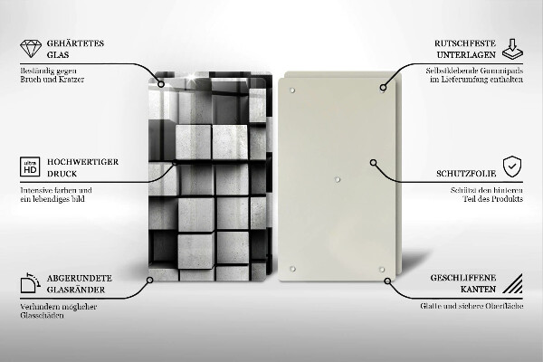 Sklo za varnú dosku Abstraktné 3D štvorce