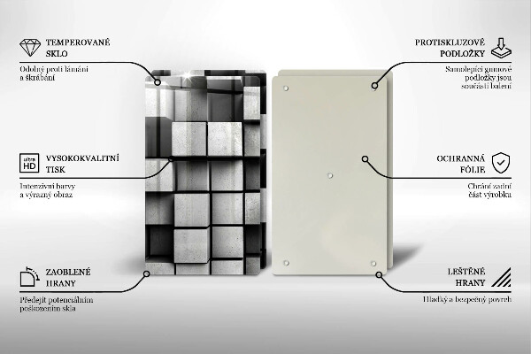 Sklo za varnú dosku Abstraktné 3D štvorce