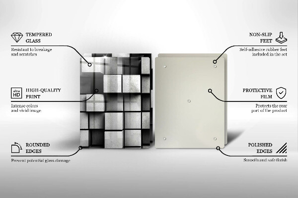 Sklo za varnú dosku Abstraktné 3D štvorce