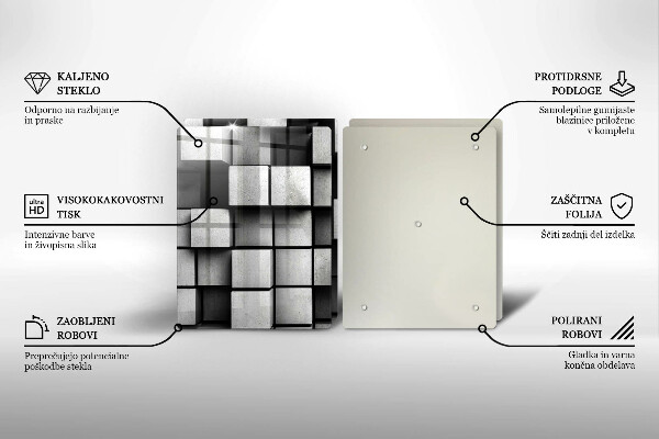 Sklo za varnú dosku Abstraktné 3D štvorce