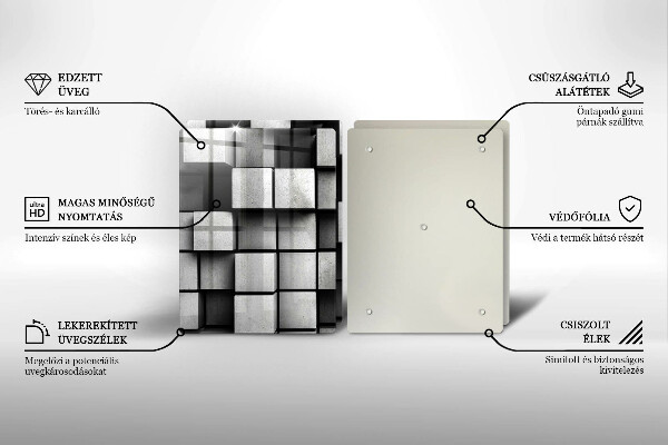 Sklo za varnú dosku Abstraktné 3D štvorce