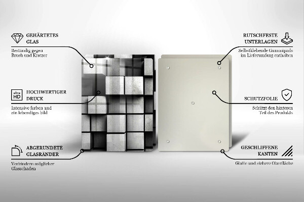 Sklo za varnú dosku Abstraktné 3D štvorce