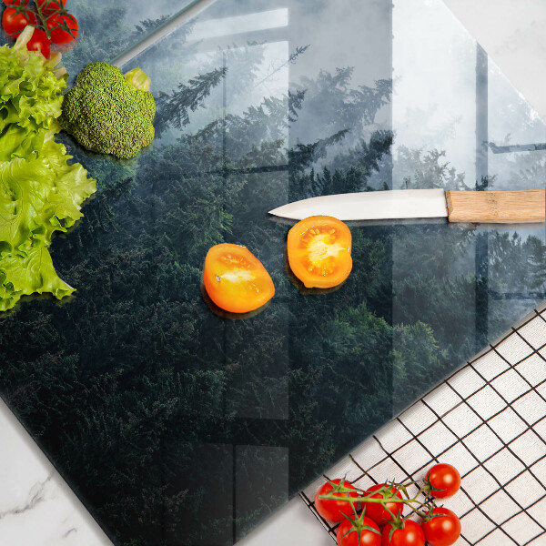 Sklo za varnú dosku Lesné stromy a hmla