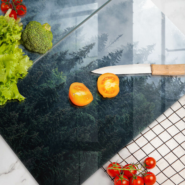 Sklo za varnú dosku Lesné stromy a hmla