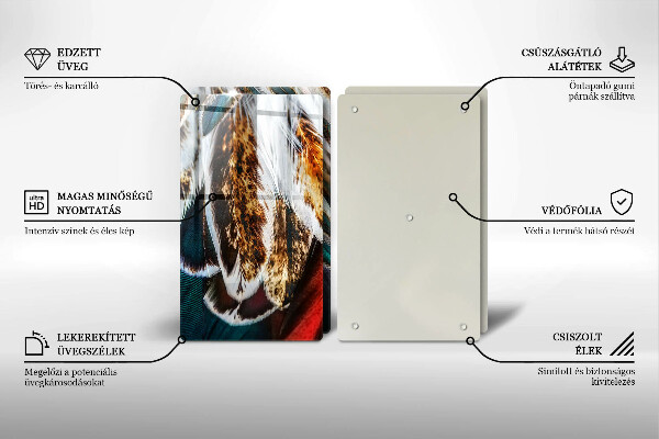 Sklo za varnú dosku Boho vtáčie perie