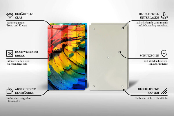 Sklo za varnú dosku Farebné papagájové perie