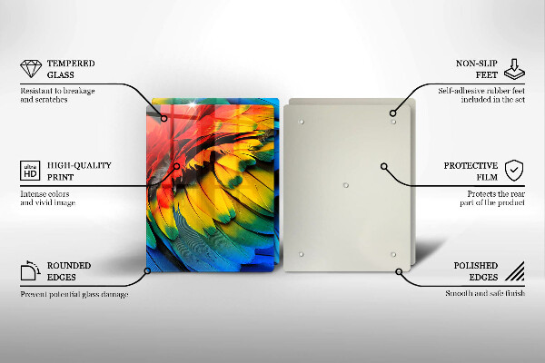 Sklo za varnú dosku Farebné papagájové perie