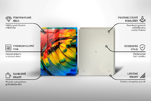 Sklo za varnú dosku Farebné papagájové perie