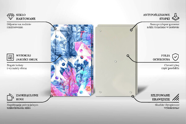 Sklo za varnú dosku Perie boho ilustrácie