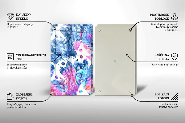 Sklo za varnú dosku Perie boho ilustrácie