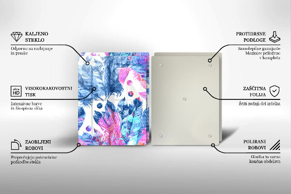 Sklo za varnú dosku Perie boho ilustrácie