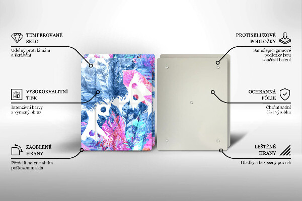 Sklo za varnú dosku Perie boho ilustrácie