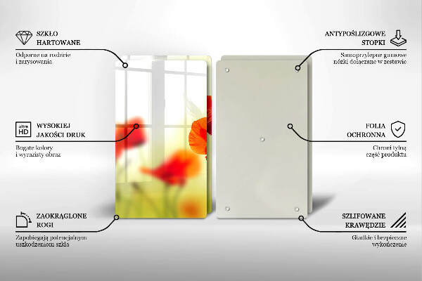 Sklo za varnú dosku Červené kvety maku